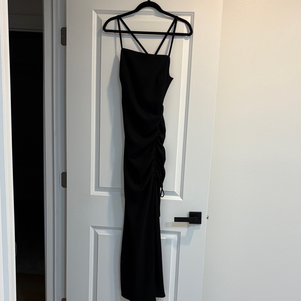 Zara Black Maxi Dress with Side Ruching